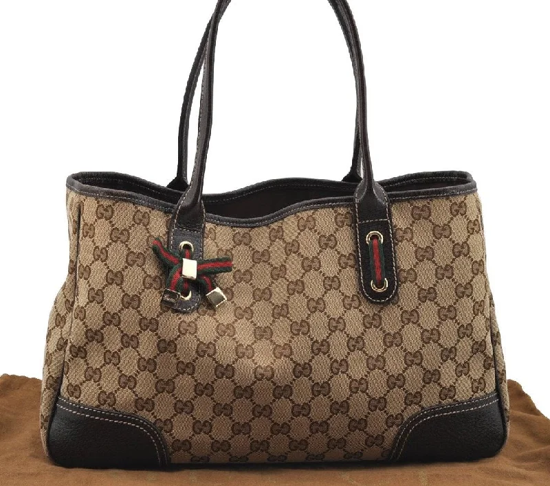 Water-resistant travel backpacksAuthentic GUCCI Web Sherry Line Princy Tote Bag GG Canvas 163805 Brown 5356I