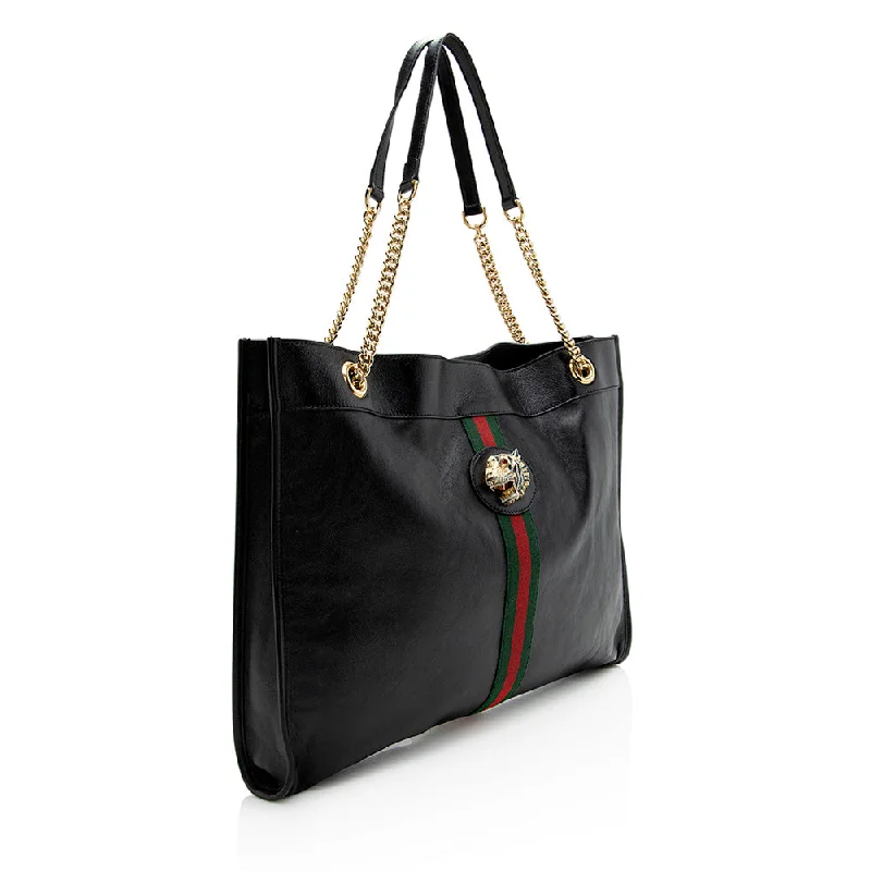 High-end designer bags for menGucci Leather Rajah Large Tote (21797)