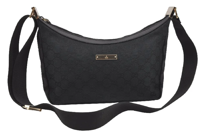 Elegant clutch bags for weddingsAuthentic GUCCI Shoulder Cross Body Bag GG Canvas Leather 0190433 Black 4232I