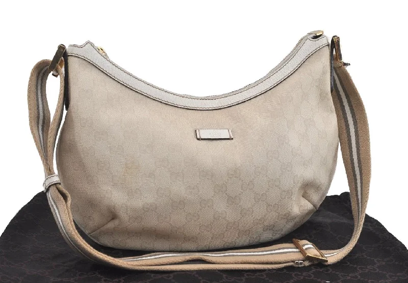 Sustainable fashion bagsAuthentic GUCCI Shoulder Cross Body Bag GG Canvas Leather 181092 White 1838I