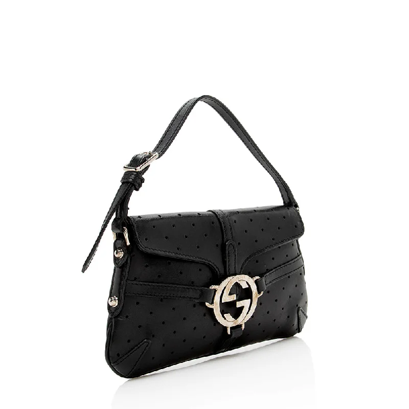 High-end designer bags for menGucci Leather Perforated Reins Pochette (17357)