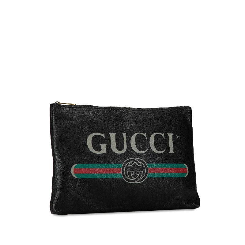 Sustainable fashion bagsGucci Leather Gucci Logo Clutch Bag 0B9RCU)