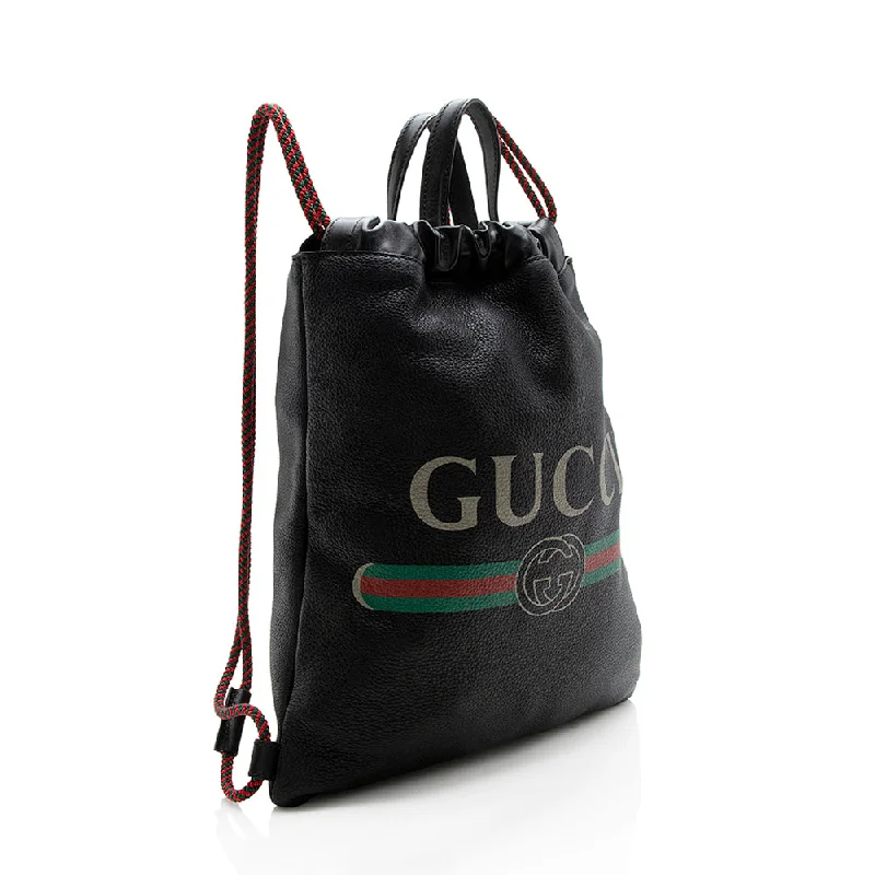 Best bags for weekend getawaysGucci Leather Logo Drawstring Backpack (SHF-12981)