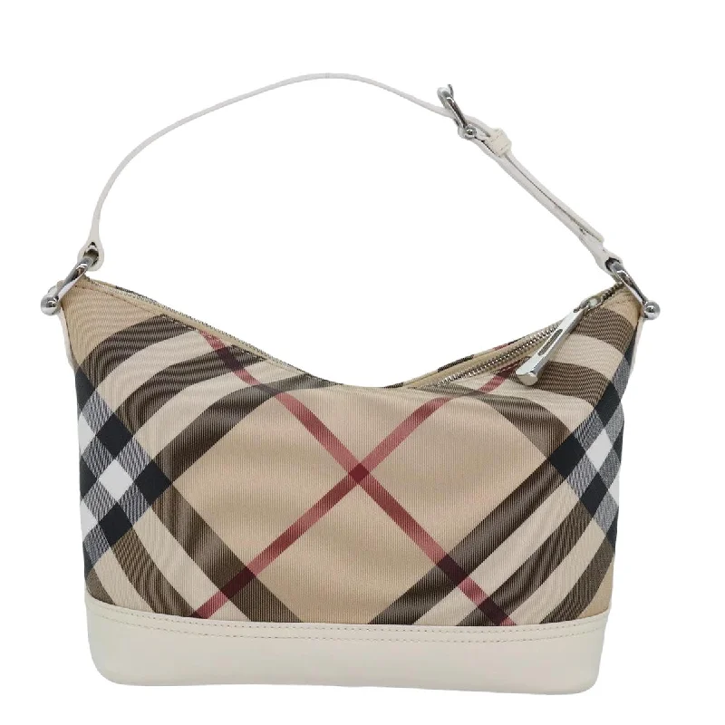 Customizable monogram bagsBURBERRY Nova Check Shoulder Bag PVC Leather Beige  am6477A