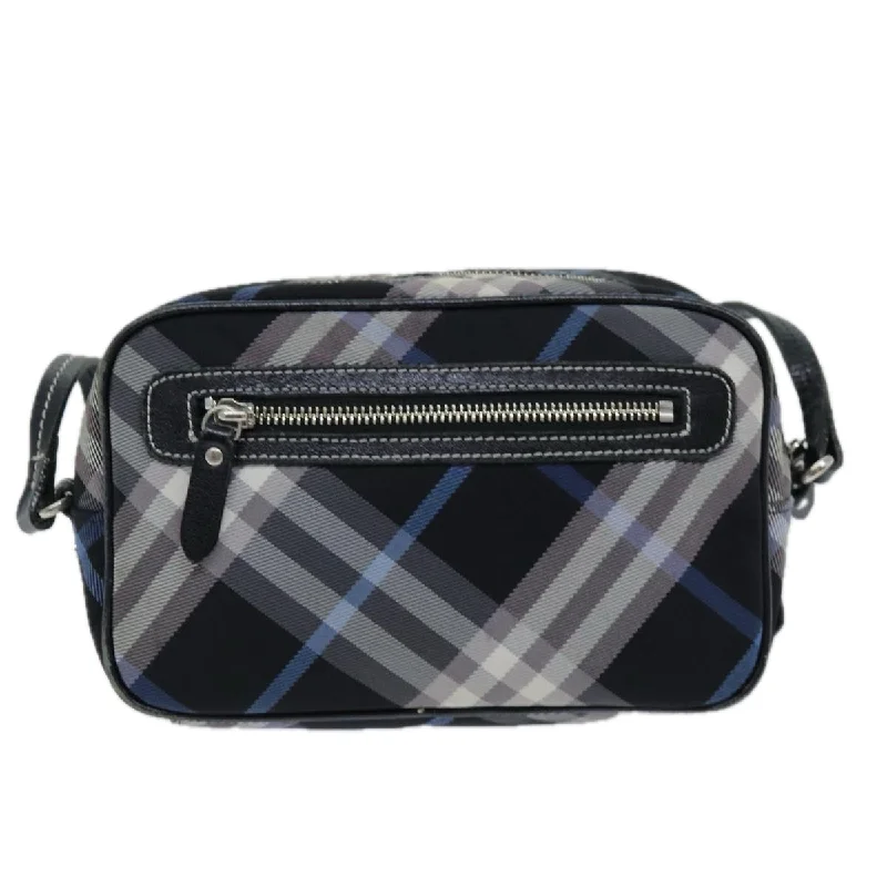 Designer bags with gold hardwareBURBERRY Nova Check Shoulder Bag Nylon Blue Black  bs14506