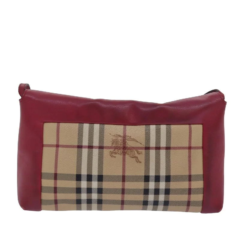 Designer bags with detachable strapsBURBERRY Nova Check Shoulder Bag PVC Leather Beige Red  80259