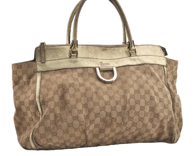 Water-resistant travel backpacksAuthentic GUCCI Vintage Abbey Hand Tote Bag GG Canvas Leather 189931 Beige 5463I