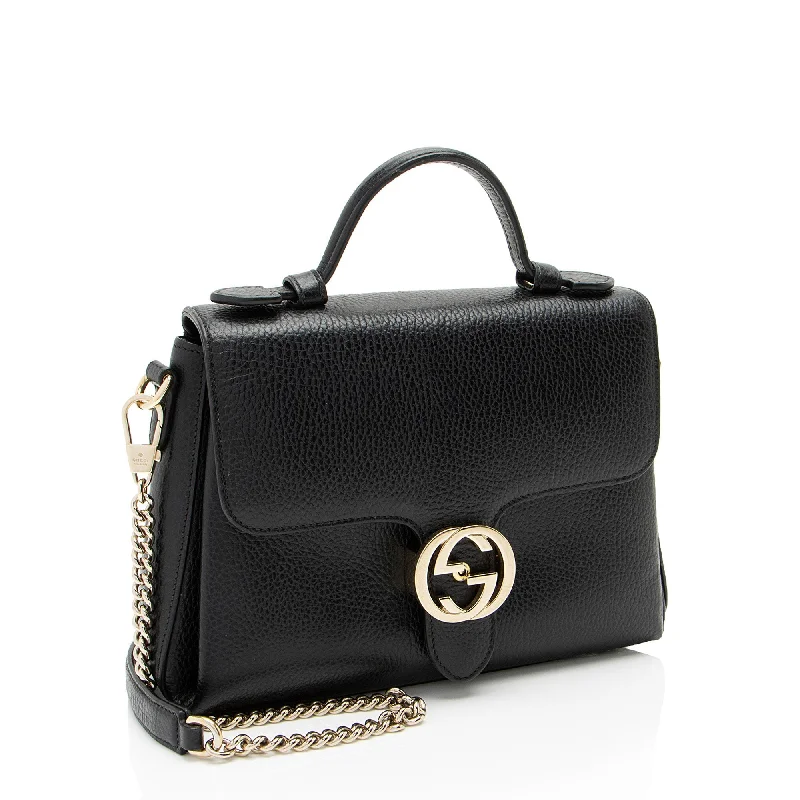 Designer bags with detachable strapsGucci Leather Interlocking G Small Top Handle (WY9c47)