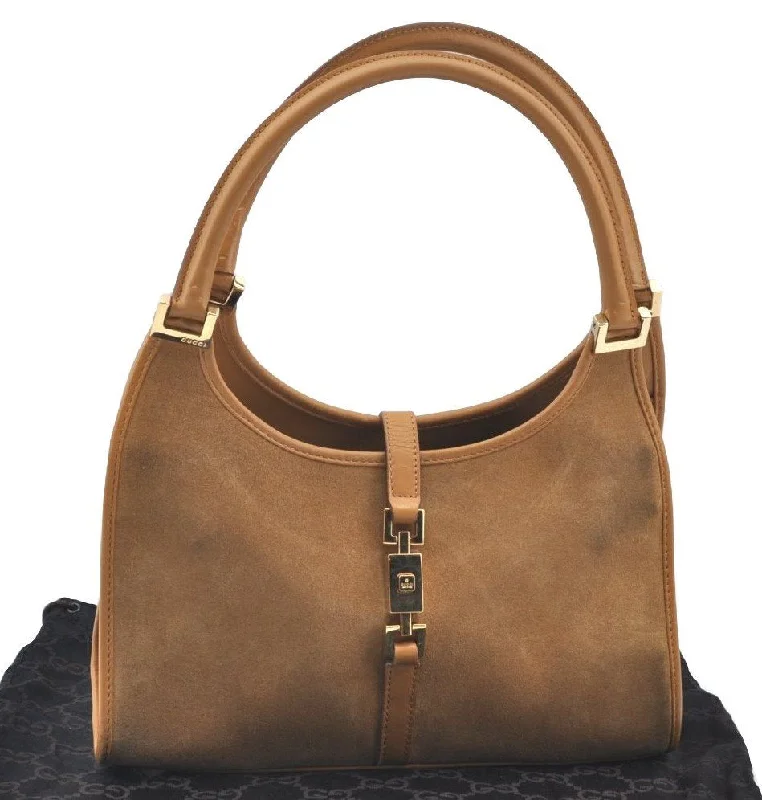 Minimalist leather handbagsAuthentic GUCCI Jackie Shoulder Hand Bag GG Suede Leather 0021068 Brown K4539