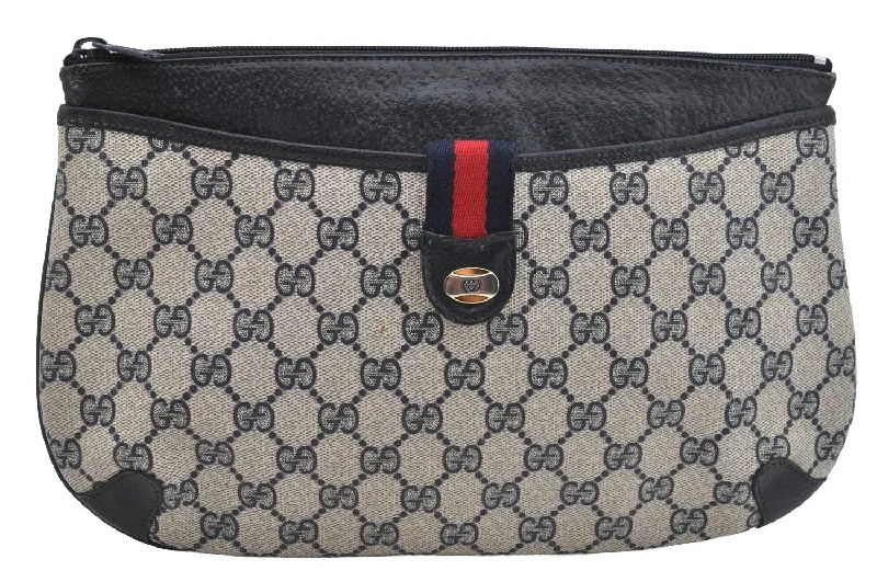 Best bags for weekend getawaysAuthentic GUCCI Sherry Line 2Way Shoulder Clutch Bag GG PVC Leather Navy 1856I