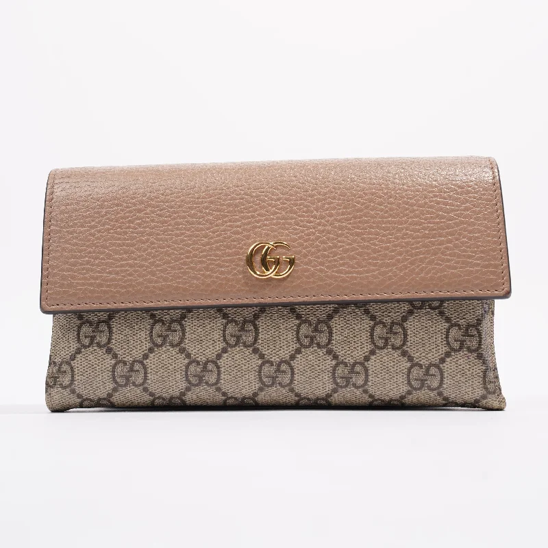 Luxury bags with exotic skinsGucci GG Marmont Continental Wallet Supreme / Dusty Pink Coated Canvas